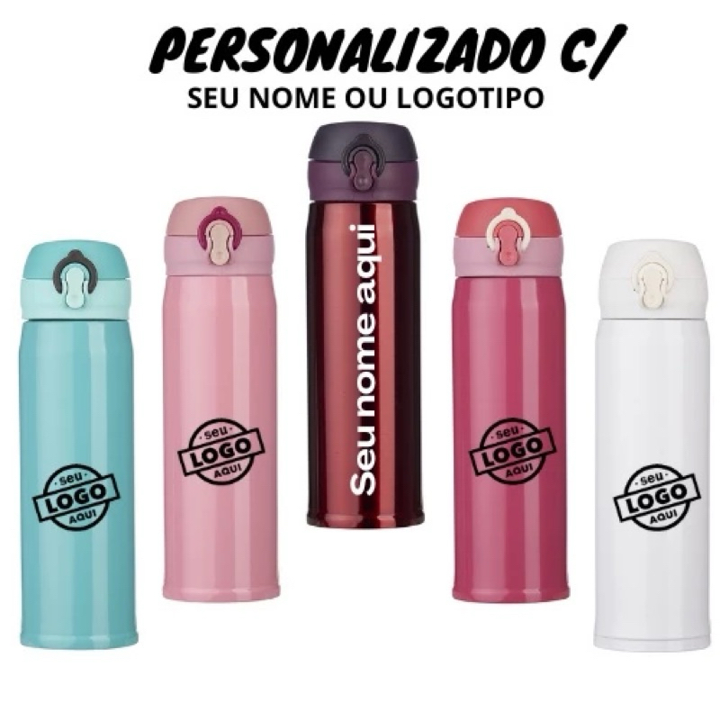 Garrafa Térmica Personalizada (400ml) - Água, Chá e Café em Oferta na Shopee