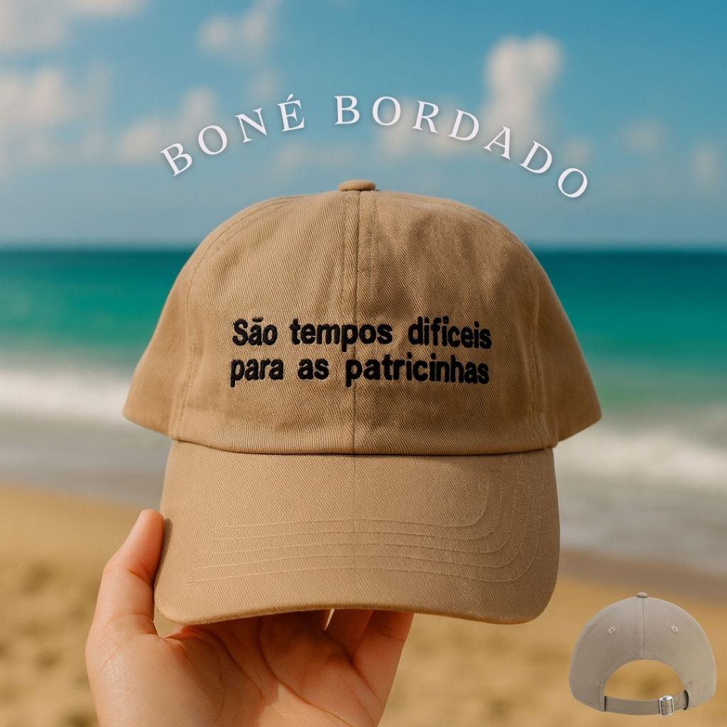 Boné Bordado São Tempos Difíceis Para as Patricinhas Modelo Aba Curva | Boné Praia Calor Verão Summer | Chapéu Unissex em Oferta na Shopee
