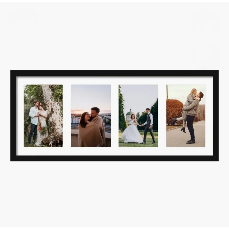 Porta retrato para 4 fotos 10x15cm com paspatur e vidro em Oferta na Shopee