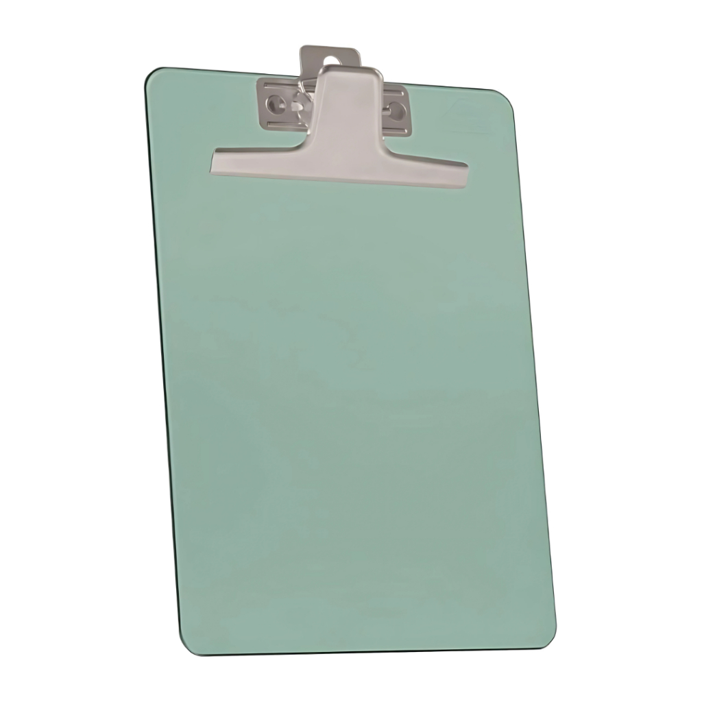 Prancheta Pequena Tamanho A5 Transparente 1/2 Oficio Resistente Com Prendedor Metalico (Verde) 920