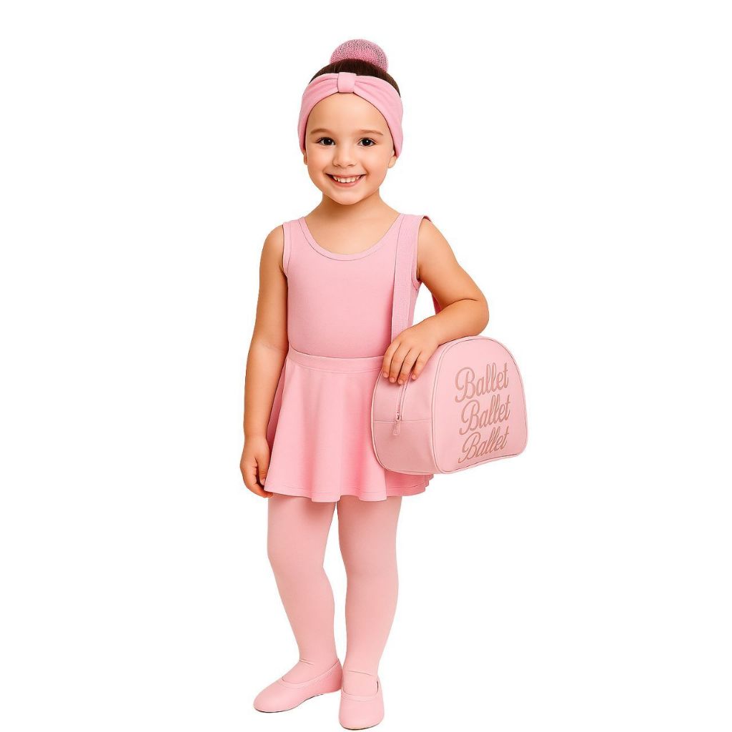 Roupa de Ballet Infantil Com Bolsa Completa para aulinhas de ballet, ensaios, treinos de 2 a 5 anos