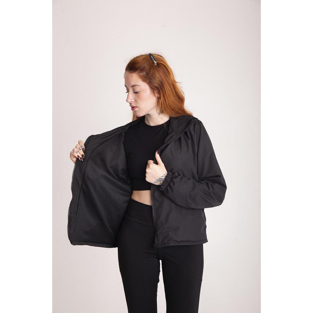 Jaqueta Corta Vento Feminina Capuz Forrada 100% em Oferta na Shopee