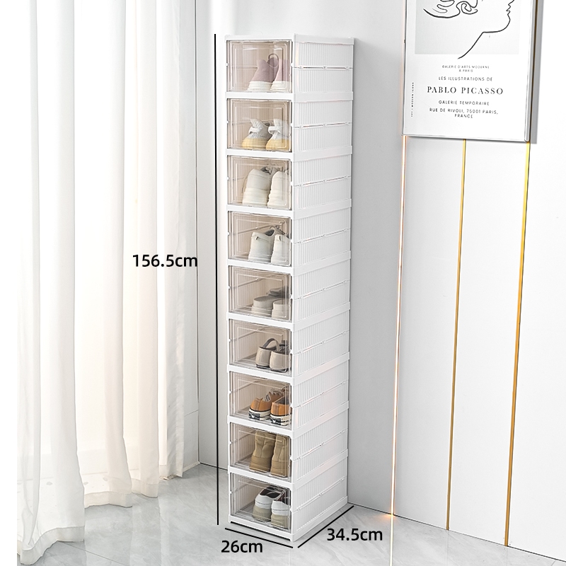 Caixa De Sapato Dobrável Armazenamento Transparentes Sapateira Empilhável Prova De Poeira