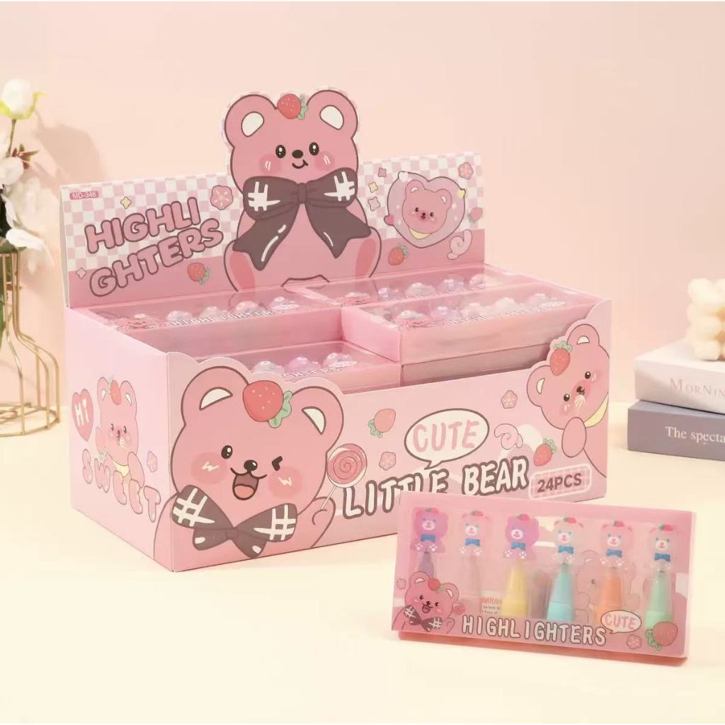 kit 6 Cores marca texto Fofo modelos variados unicórnio,urso,esquilo,astronauta,Pata de gatinho,etc em Oferta na Shopee