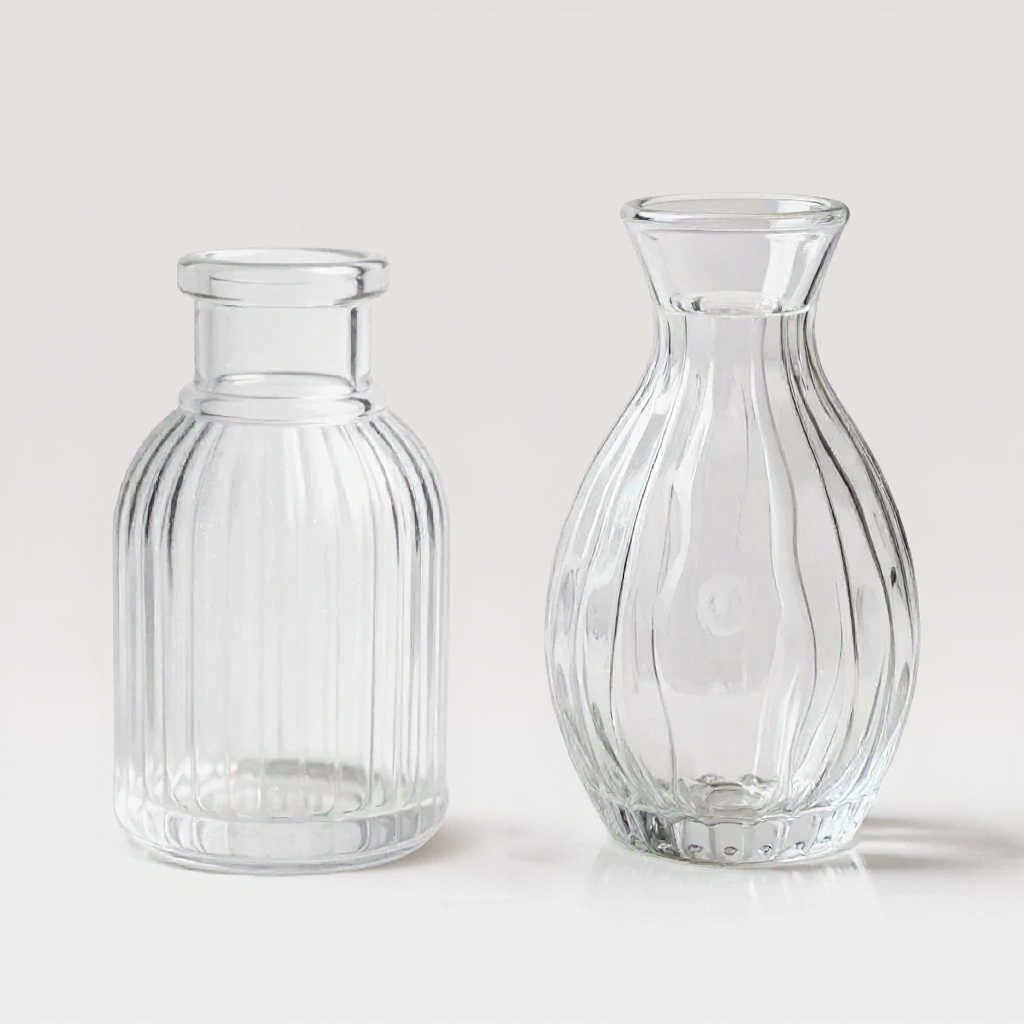 Kit 10 Mini Vaso de Vidro Sortido 10cm Transparente Decoração Moderna Sala Flores