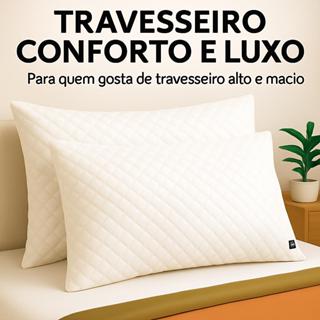 Kit 2 - Travesseiros Premium – Alto, Antialérgico, Antibacteriano e Confortável em Oferta na Shopee