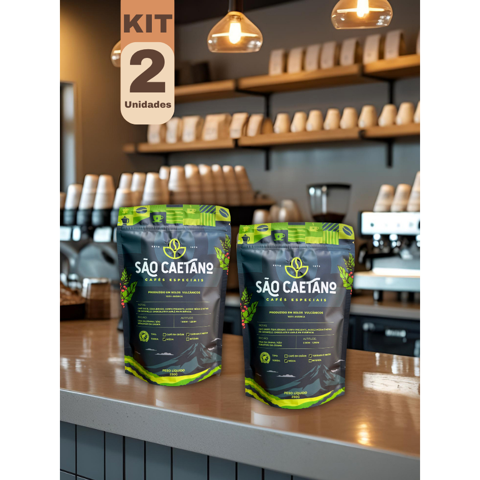 Kit 2 Cafés Especiais 250g em Grãos com Torra Média São Caetano em Oferta na Shopee
