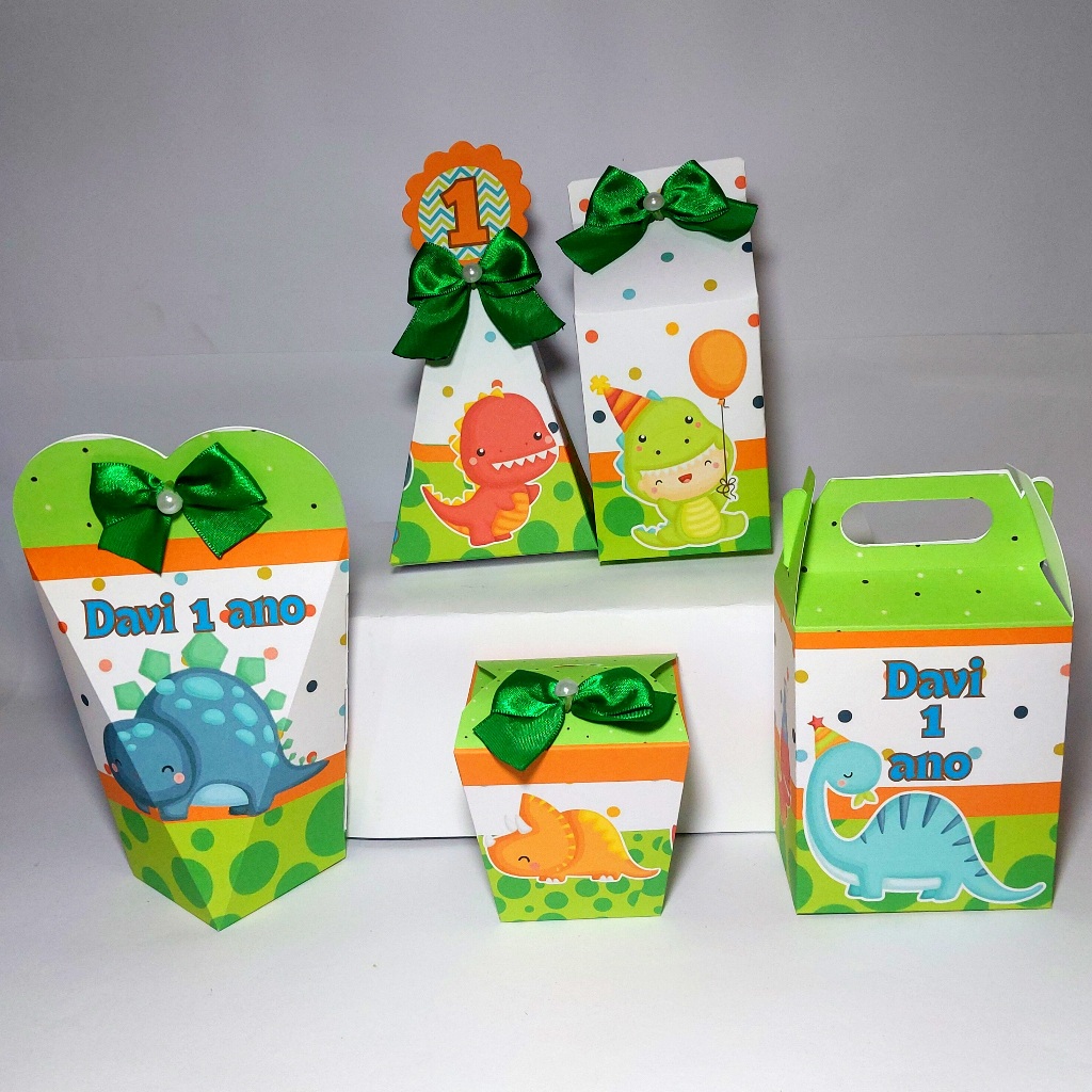 DINOSSAURO BABY Kit 50 Lembrancinha Personalizadas MIMOS Caixinhas de aniversário infantil KIT FESTA DINOSSAUROS BABY