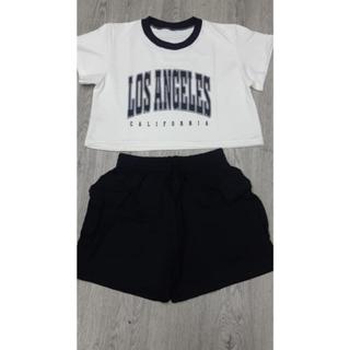 Conjunto Camiseta e Short Los Angeles Moletinho Otimo Caimento em Oferta na Shopee