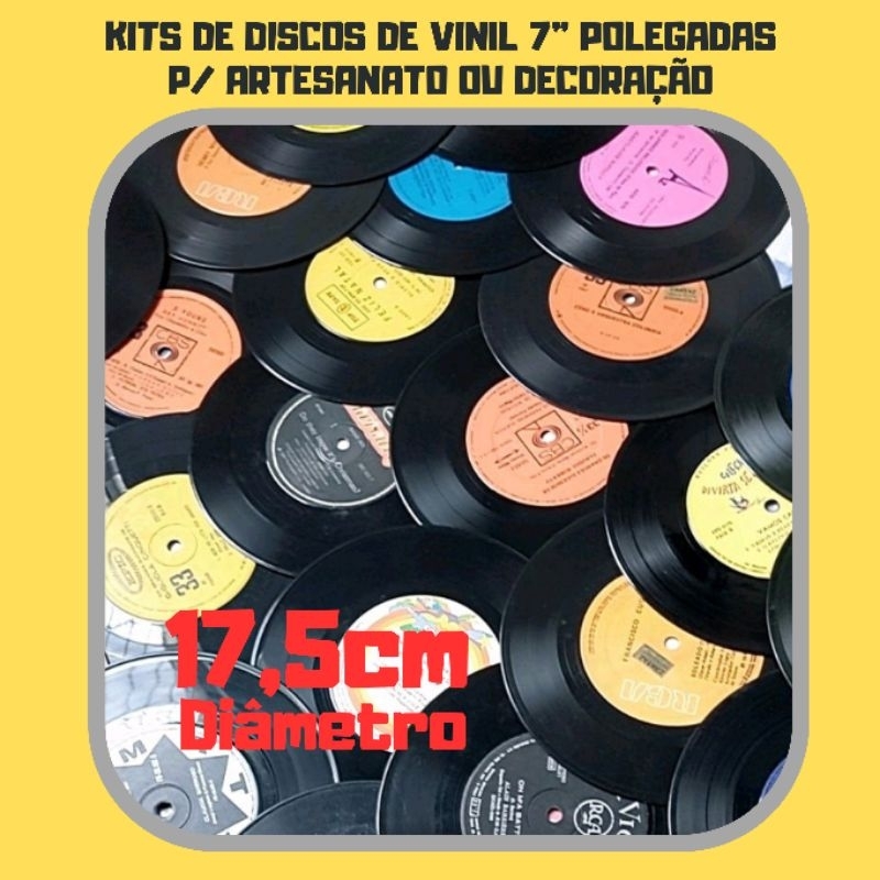 Kit c/ Discos de Vinil (COMPACTOS 7") p/ Artesanato ou Decoração 17,5cm "OPÇÕES DE QUANTIDADES"