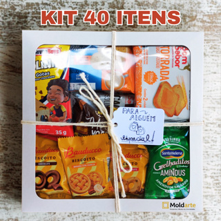 Kit Café da manhã c/ 40 itens na caixa pronto para presentear em aniversários ou dia especial/mimo em Oferta na Shopee