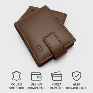 Carteira Masculina Preta ou marrom Com Porta Cartões Externo Fecha com Aba em Oferta na Shopee