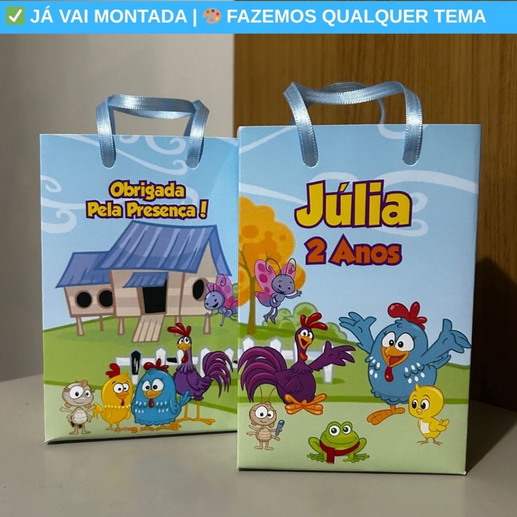 Sacolinha Surpresa Personalizada Galinha Pintadinha Festa Infantil | Lembrancinha Aniversário Temas