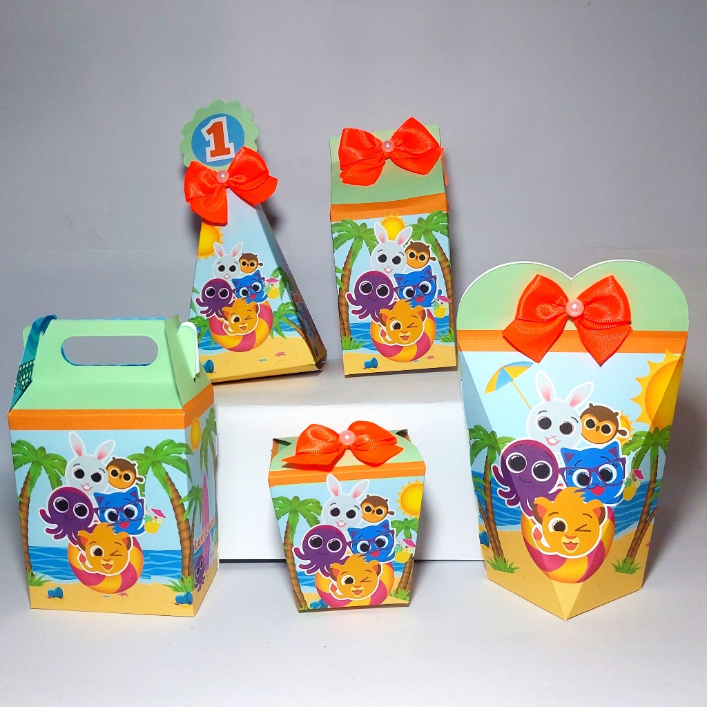 BOLOFOFOS PRAIA DOMINGO Kit 50 Lembrancinhas Personalizadas MIMOS Caixinhas de aniversário infantil KIT FESTA