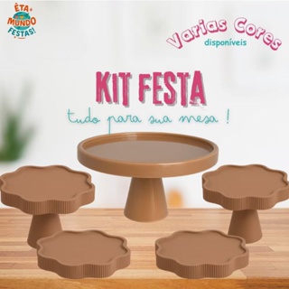 KIT FESTA COM 1 BOLEIRA REDONDA + 2 PORTA DOCE FLOR + 2 BANDEJA FLOR PARA ANIVERSARIO DECORAÇÃO em Oferta na Shopee