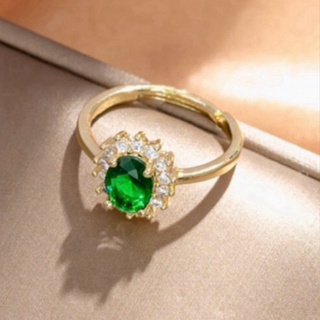 Anel Solitário Ajustável Pedraria Strass Festa Casamento Formatura Verde em Oferta na Shopee