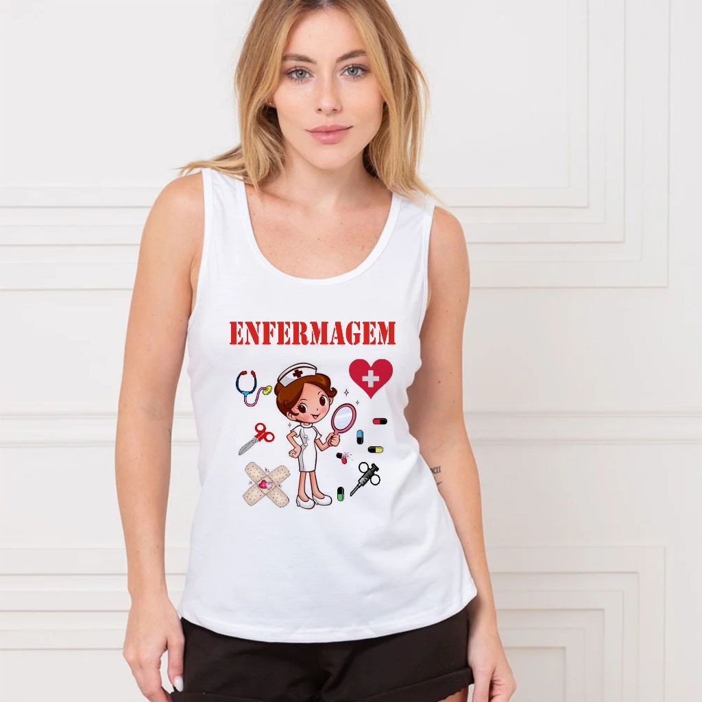 Blusa regata enfermagem, profissão, criativa, plus size em Oferta na Shopee