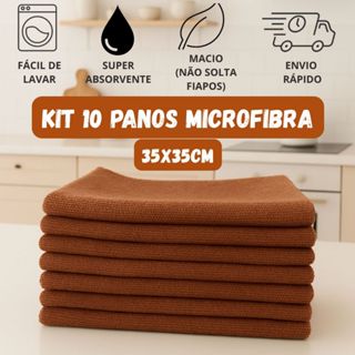 10 Pano Microfibra Pequeno Pano Limpeza em Geral Multiuso 35x35cm em Oferta na Shopee