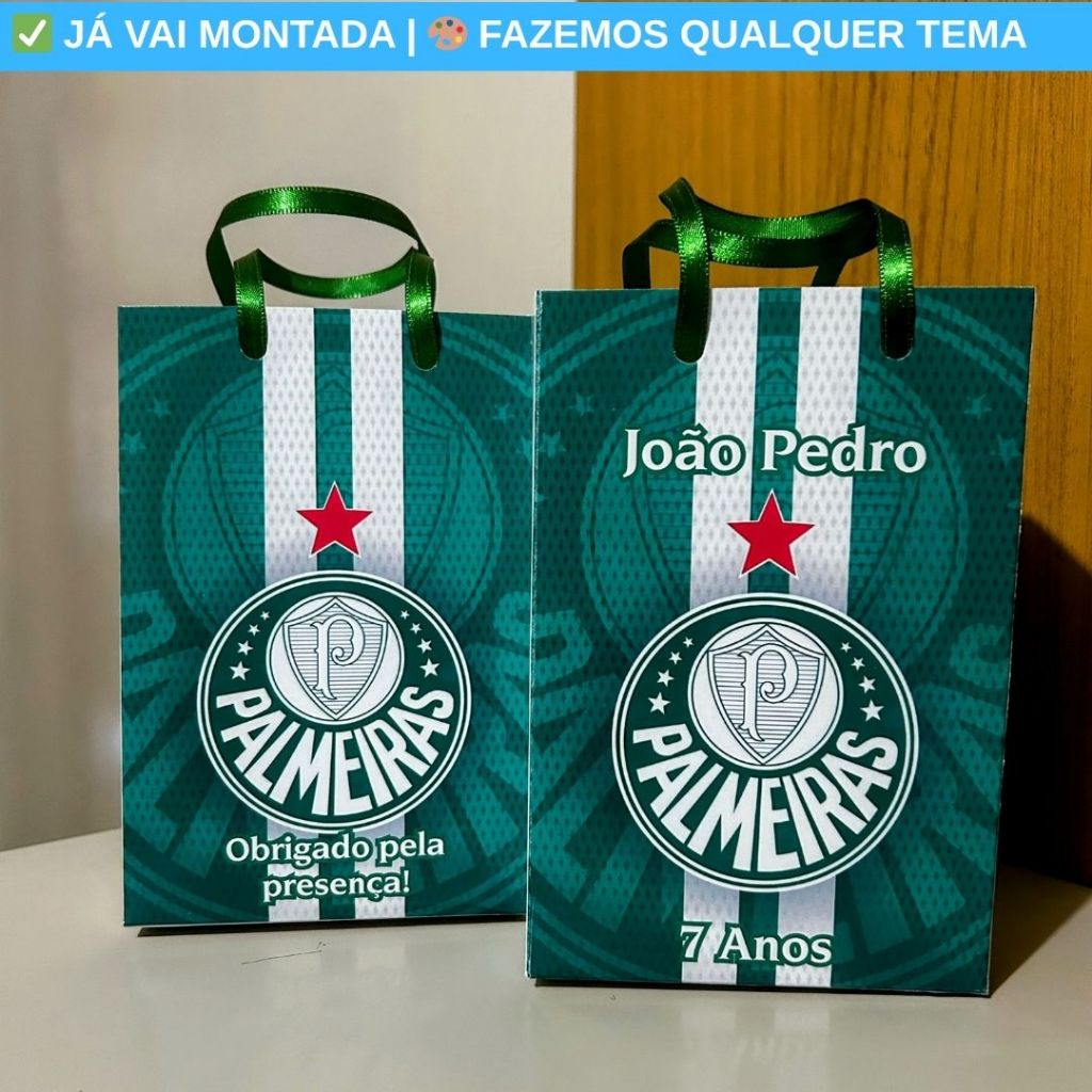 Sacolinha Surpresa Personalizada Palmeiras Festa Infantil | Lembrancinha Aniversário Criança Temas