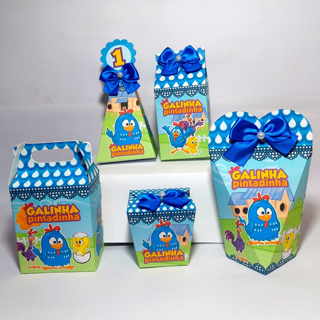 GALINHA PINTADINHA Kit 50 Lembrancinhas Personalizadas MIMOS Caixinhas de aniversário infantil KIT FESTA