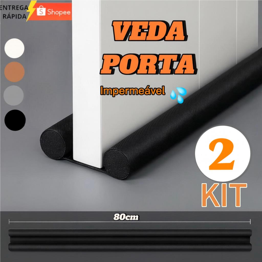 Kit 2 Batente De Porta Rolinho Protetor Veda Porta Impermeável Proteção Duplo 80cm Ajustavel