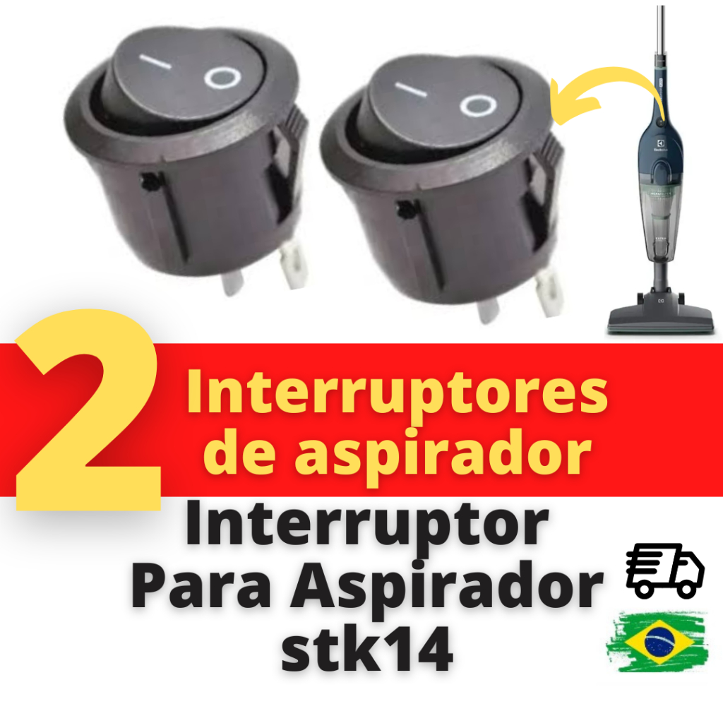 Botão Interruptor Chave Liga Desliga para Aspirador Electrolux Power Speed STK14 (02 unidades)