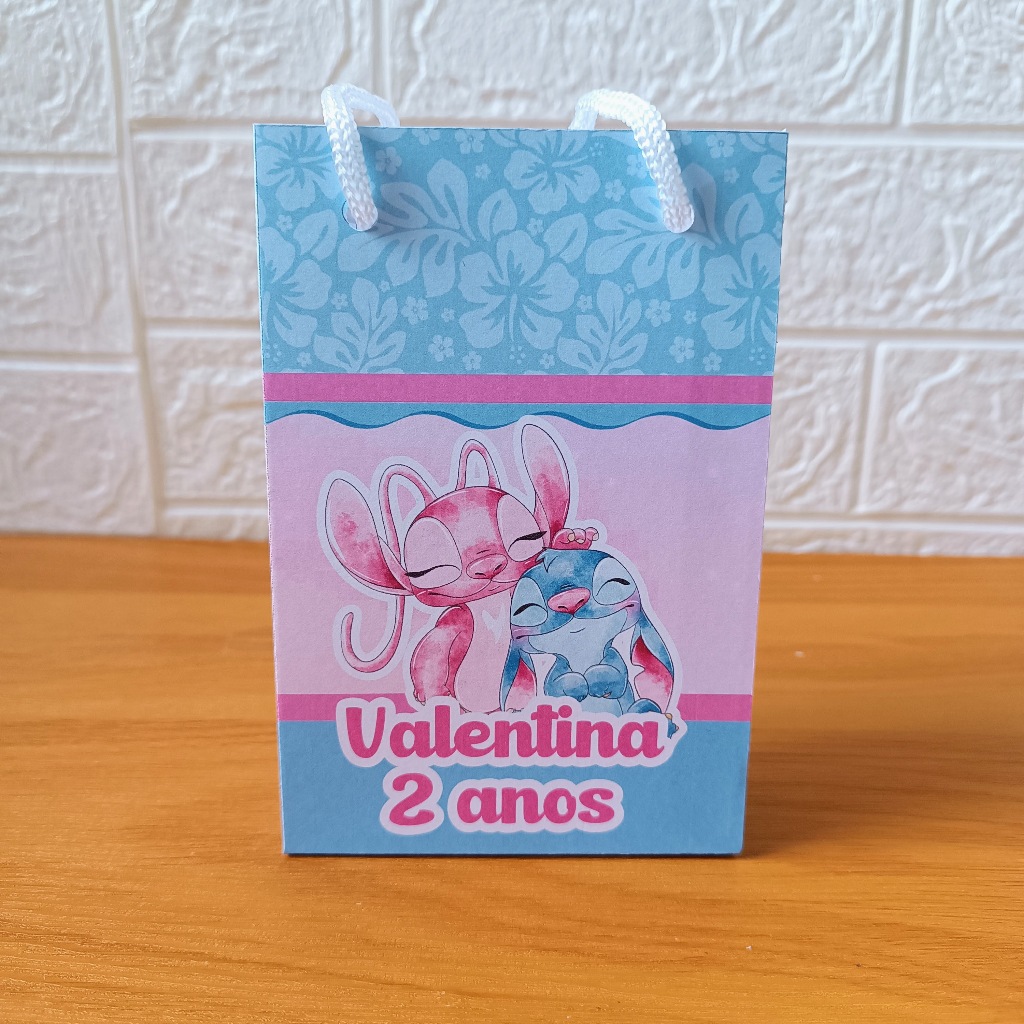 Sacolinha P  Stitch e Angel (Pegue e monte) Lembrancinhas Festa Aniversário Infantil
