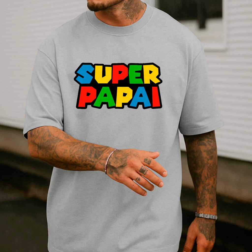 Camiseta Masculina T Shirt Algodão Casual Super Papai Mario Old Game Jogo Casal em Oferta na Shopee