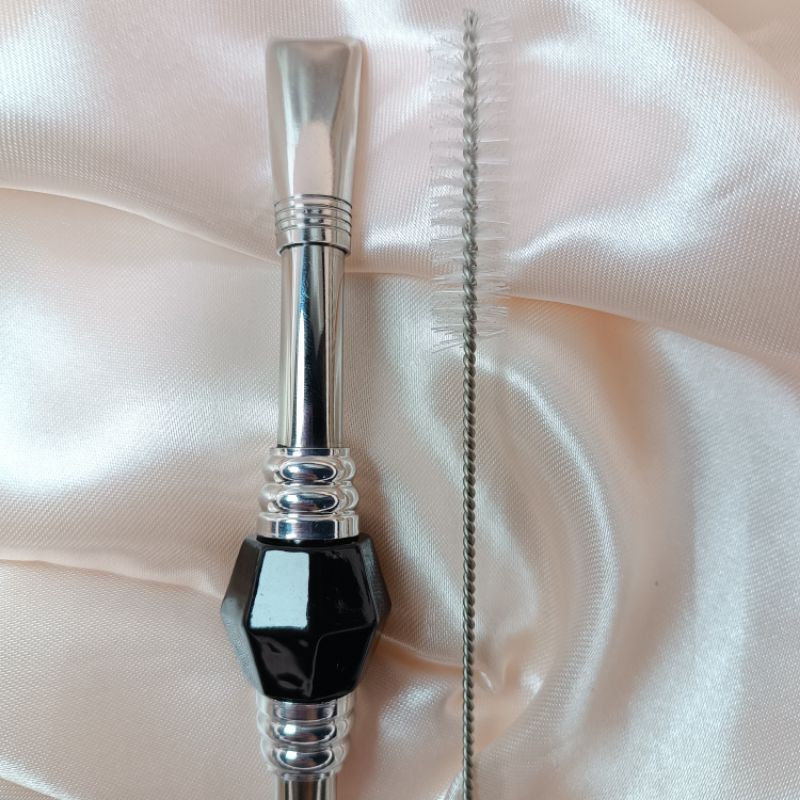 Bomba de Chimarrão Pedra C/Bocal C/Rosca Aço Inox - Acompanha Escovinha em Oferta na Shopee