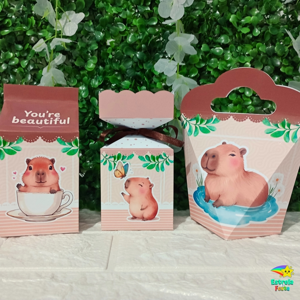 Kit festa CAPIVARA decoração e lembrancinha p/ aniversário-caixinha s/nome - JE