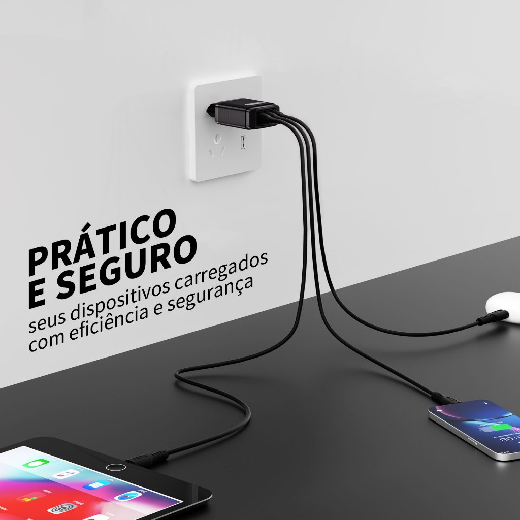 Kit Carregador De iPhone Fonte com Cabo Carregamento Rápido 1m PD 20w carregador iphone turbo cabo de iphone - detalhe
