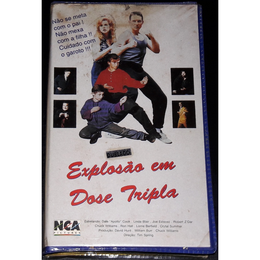 Explosão em Dose Tripla Filme Fita VHS 1993 Raro Anos 90 Linda Blair Joe Estevez Ação Aventura Original Dublado