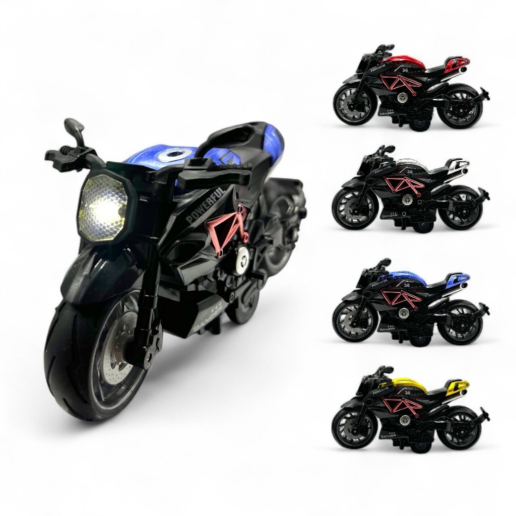 Moto Miniatura De Ferro Superbike Motinha Fricção Com Som Acende Farol