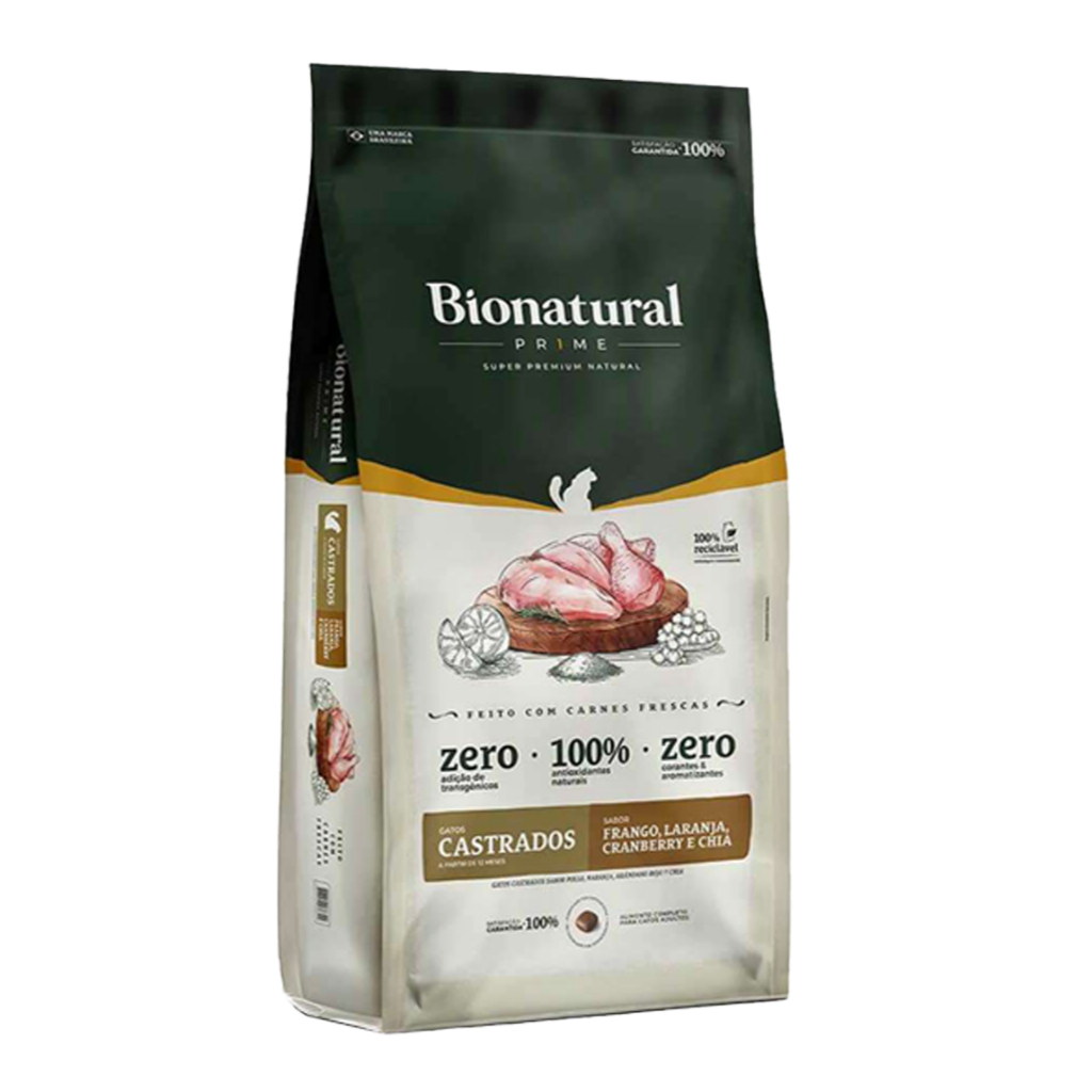 Ração Bionatural Prime para Gatos Castrados sabor Frango 20 KG em Oferta na Shopee