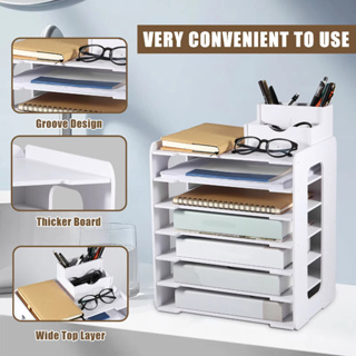 Organizador de Arquivo de Madeira Branco com Grande Capacidade Armazenamento A4 Multiníveis com Gavetas em Oferta na Shopee