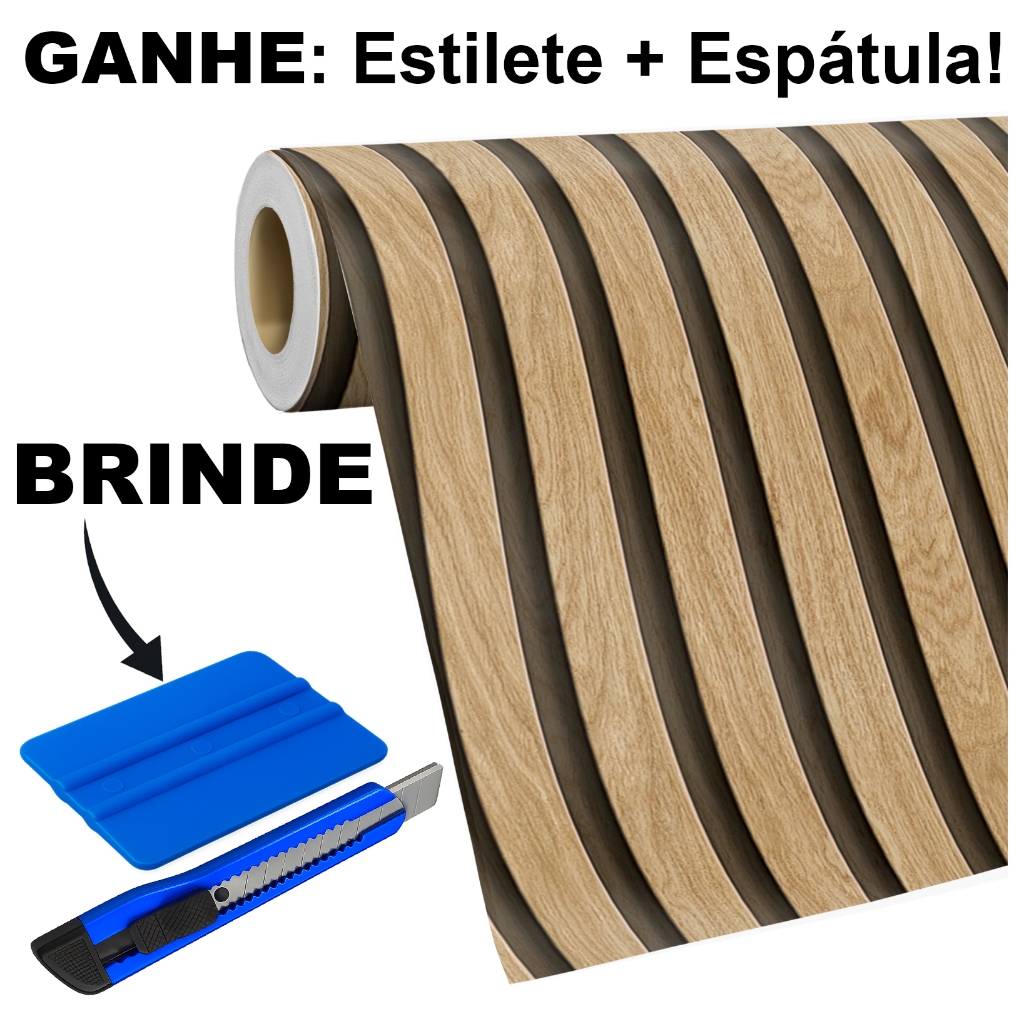 Papel de Parede Adesivo Ripado Marrom Ripado Elegance Ripas Lavável 5 Metros para Sala