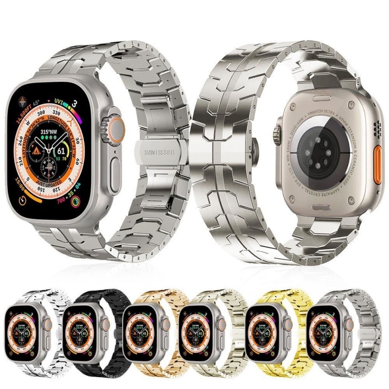 Mens Luxo Aço inoxidável Pulseira+Mude Para Ultra Capa Kit Para Apple Watch 44mm
