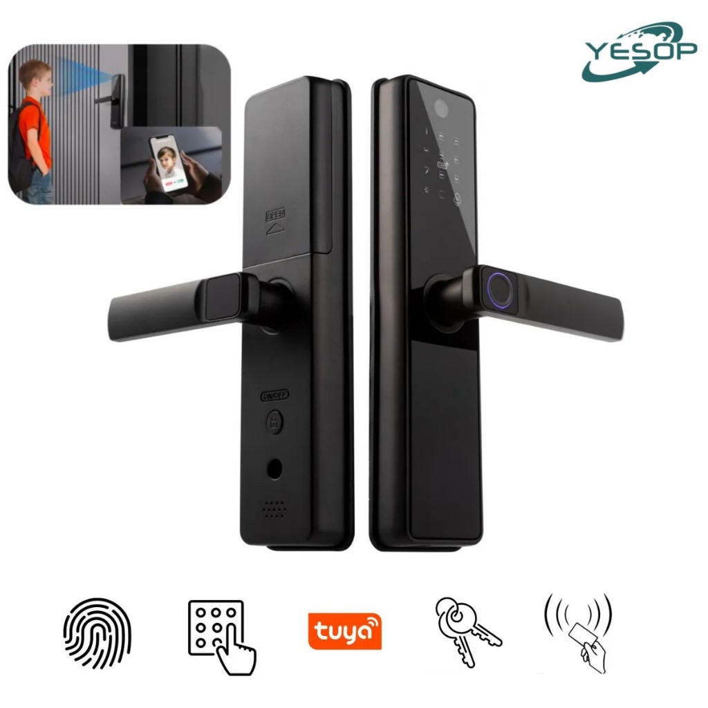 YESOP Fechadura Digital Inteligente 3D Face ID WiFi Câmera Vídeo Porteiro Tuya À Prova Dagua Luxo em Oferta na Shopee