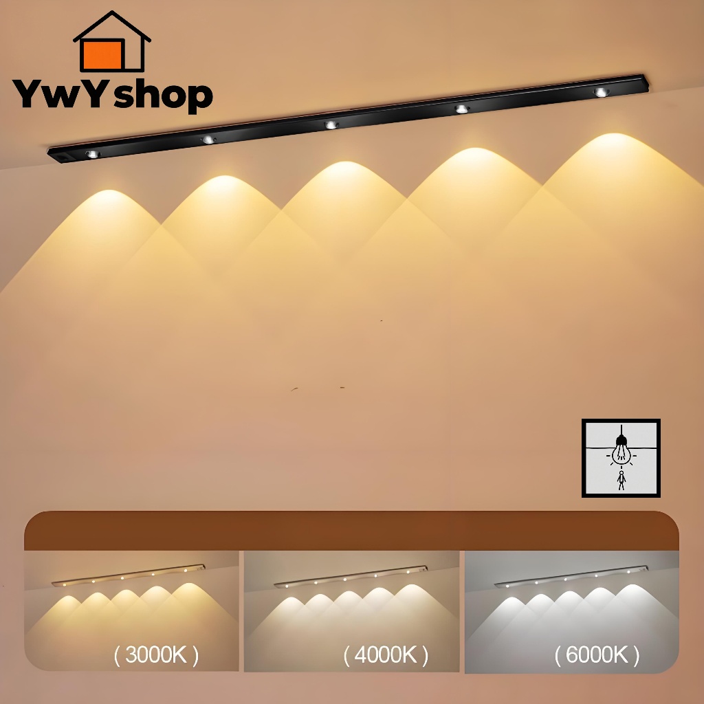 Luz LED para Armário 60cm com Sensor - 3 Cores (Branco/Quente/Natural) Ultra Fina e Recarregável F9 em Oferta na Shopee