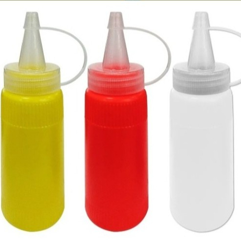 Kit 3  Bisnagas 200ml Para Condimentos Molhos Lanchonetes E Bares