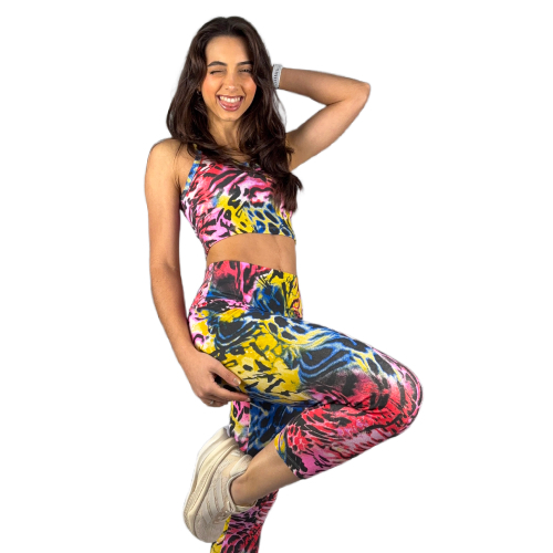 Conjunto Feminino Academia Top e Legging Estampado Nadador