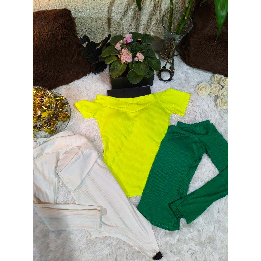 Kit (3) Blusa Adulto Feminina, (Body ml+Blusa m/C + Blusa m/L)Canelada C/Bojo, Tam: Único. Marca: Dmbauer