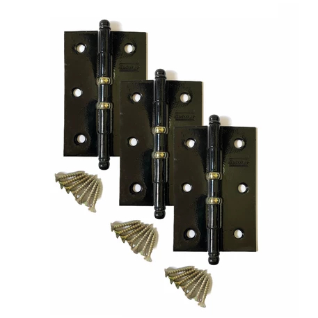 Dobradiças Porta Janela Madeira 3 1/2 Cartela com 3 Solufer Cor Preta