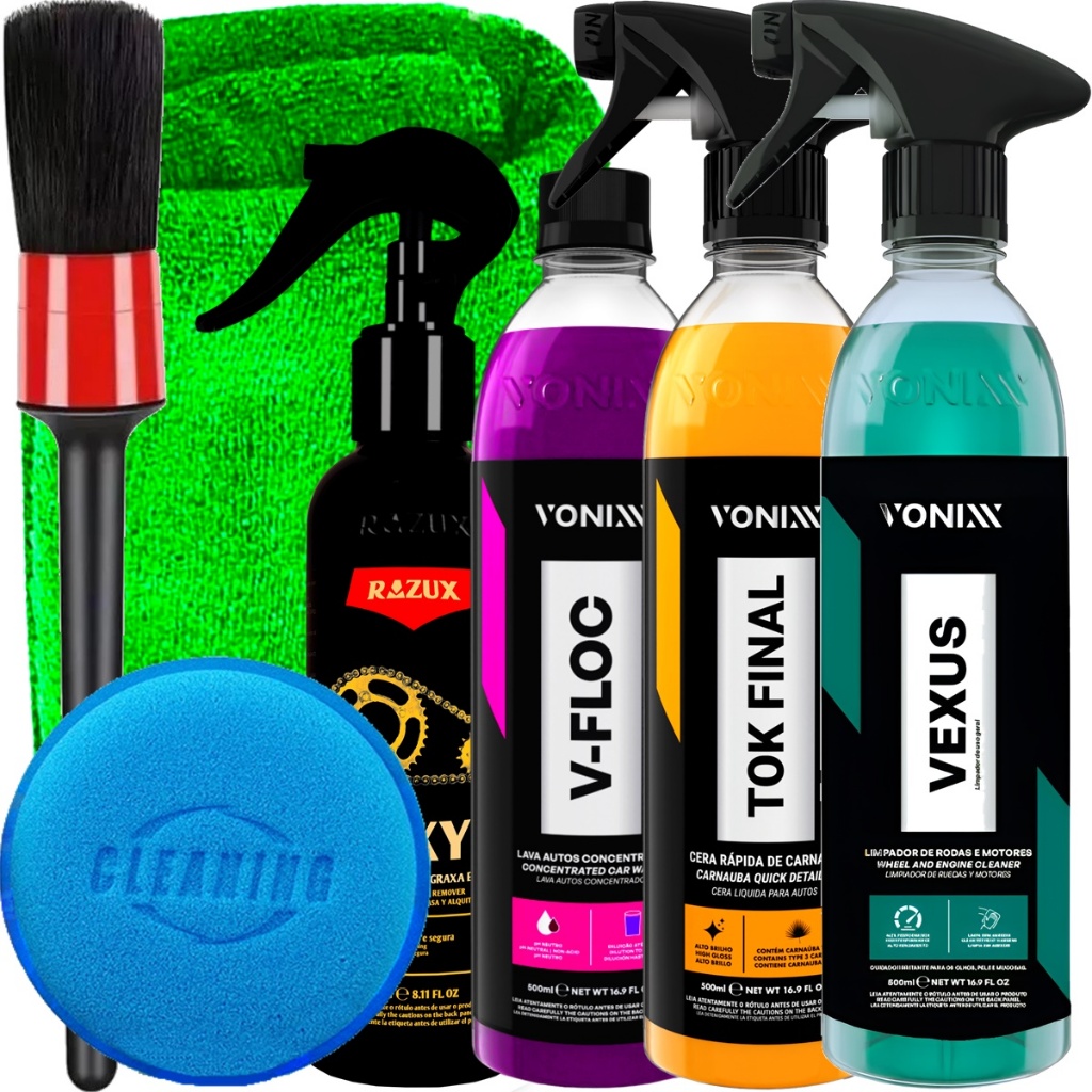 Kit Limpeza Motor de Moto Vonixx Completo Foxy V-Floc Vexus Tok final Acessórios Karbox em Oferta na Shopee