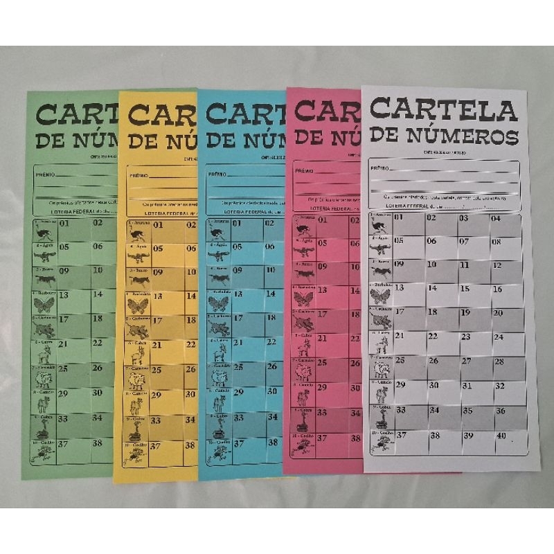 50 CARTELAS DE NUMEROS TAMOIO