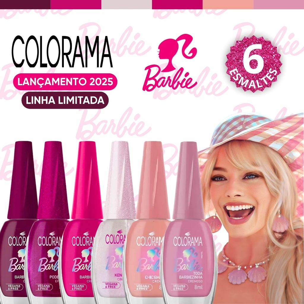 Kit Esmaltes Colorama Barbie Lançamento Esmalte Barbie Tons Rosa Esmalte Atacado
