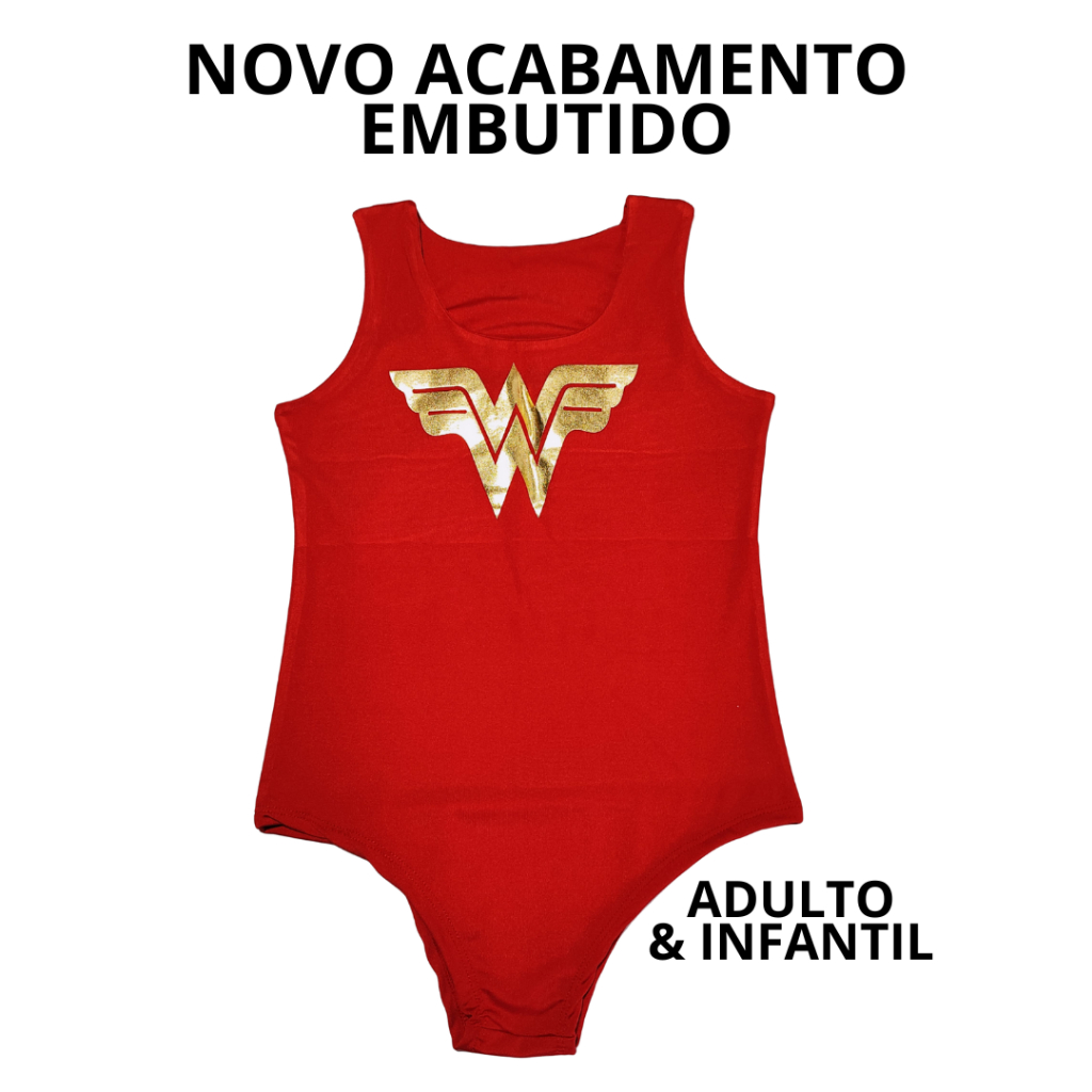 Body Mulher maravilha infantil e adulto veste até 46