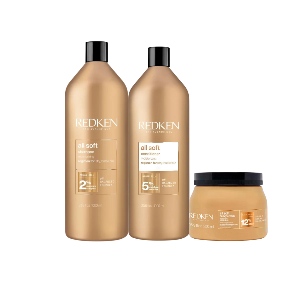 Kit Redken All Soft - Shampoo 1L , Condicionador 1L e Máscara 500g
