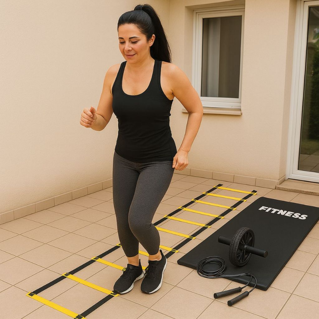 Colchonete Escada Funcional Roda Abdominal Corda de Pular Fitness