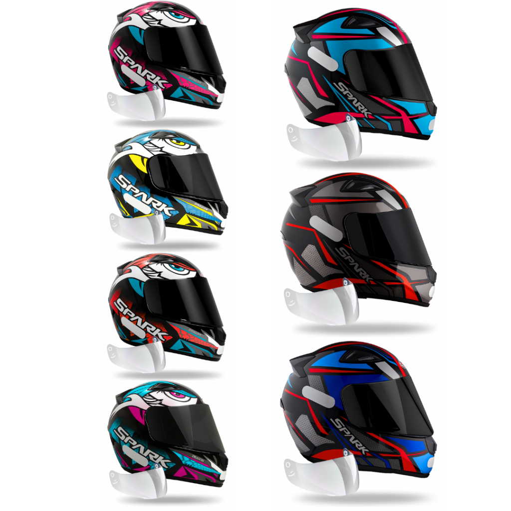 Capacete Masculino E Feminino Ebf Spark Spider Dragon Mais Viseira Fumê 2.2mm em Oferta na Shopee